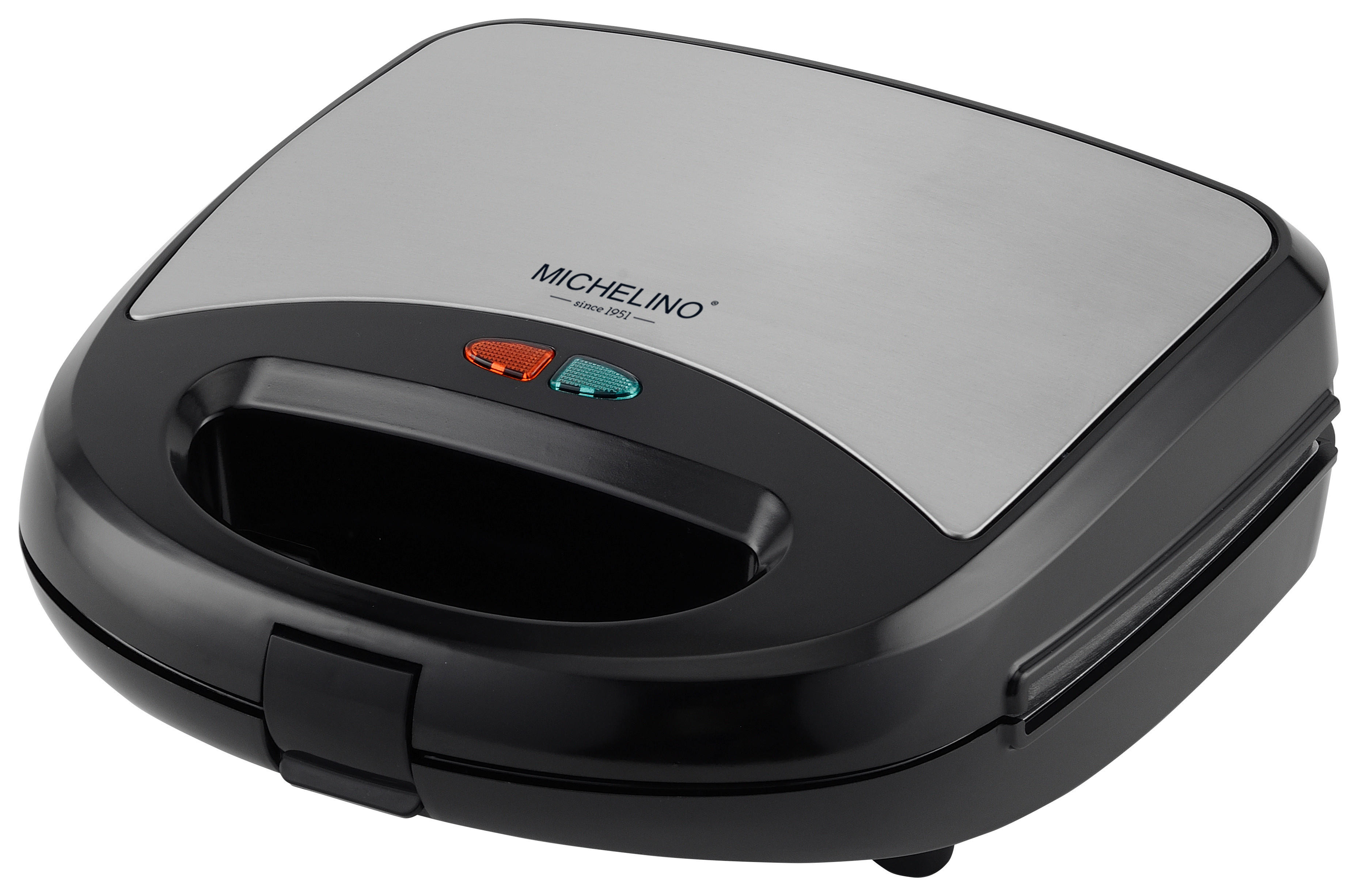 MICHELINO Sandwichtoaster 29061 schwarz silber Kunststoff Aluminium B/H/T: ca. 24x8x24 cm Sandwichmaker_3in1 29061 - schwarz/silber (24,00/8,00/24,00cm) - MICHELINO
