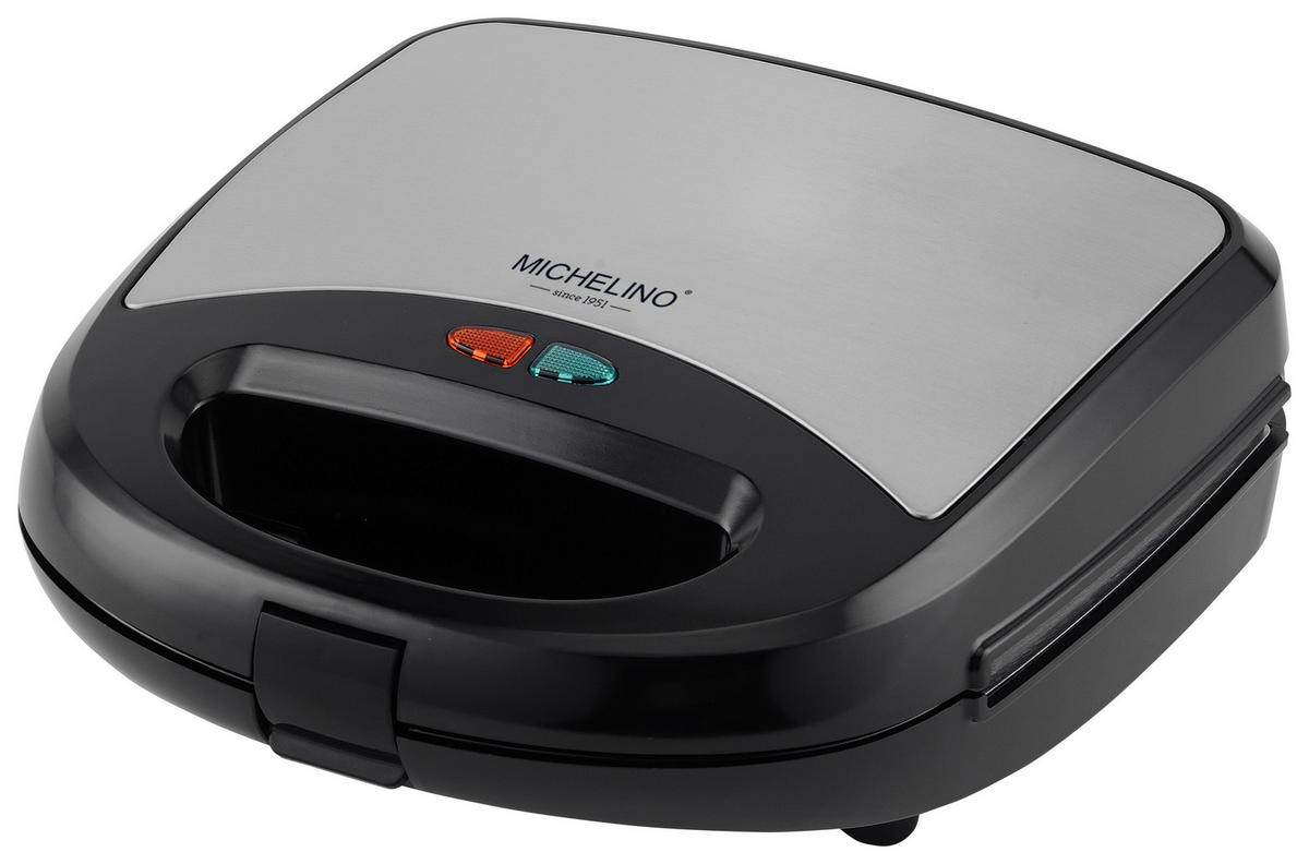 MICHELINO Sandwichtoaster 29061 schwarz silber Kunststoff Aluminium B/H/T: ca. 24x8x24 cm Sandwichmaker_3in1 29061 - schwarz/silber (24,00/8,00/24,00cm) - MICHELINO