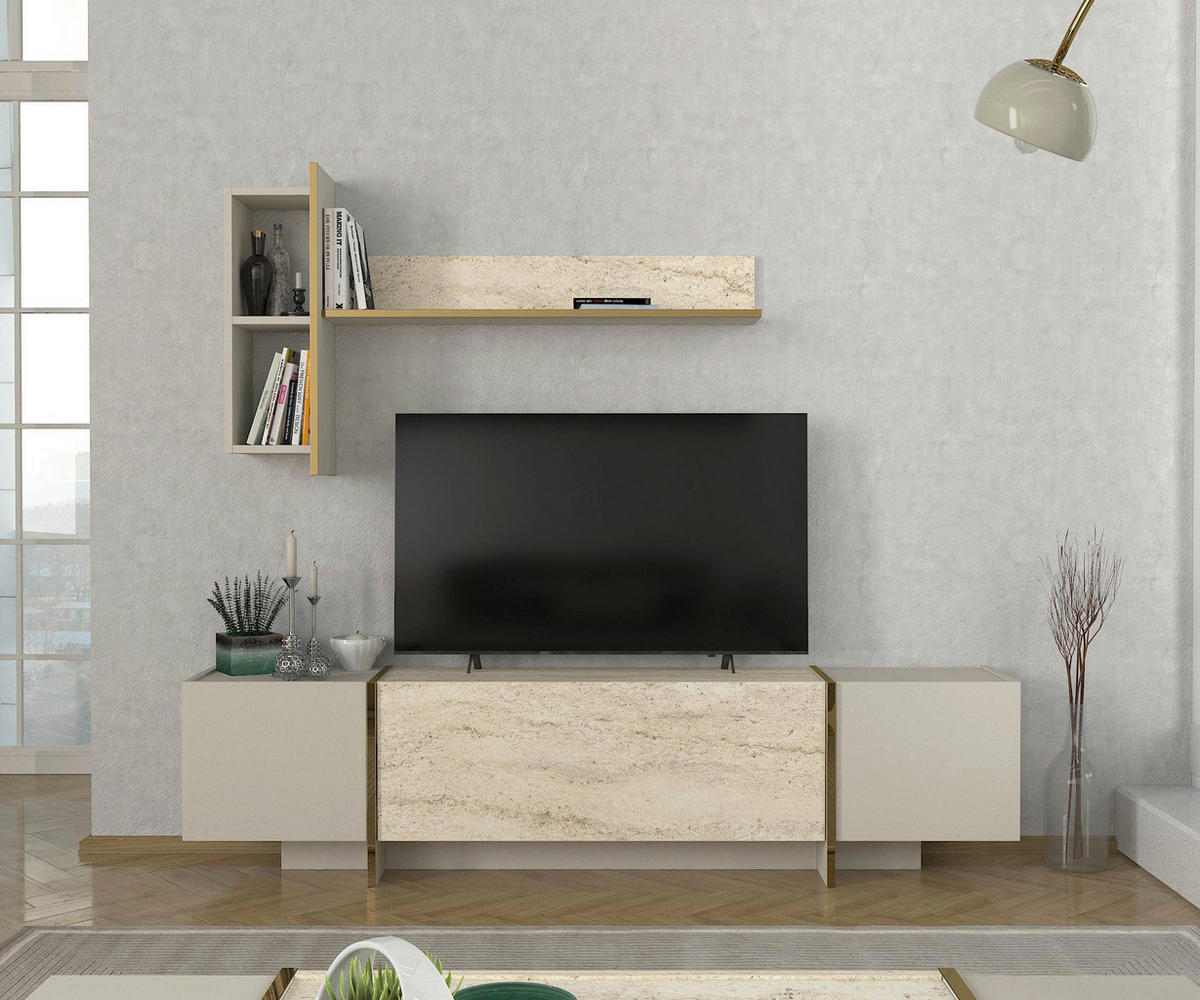 Wohnwand Veyron beige B/H/T: ca. 180x45x32 cm Veyron - beige (180,00/45,00/32,00cm) - moebel17