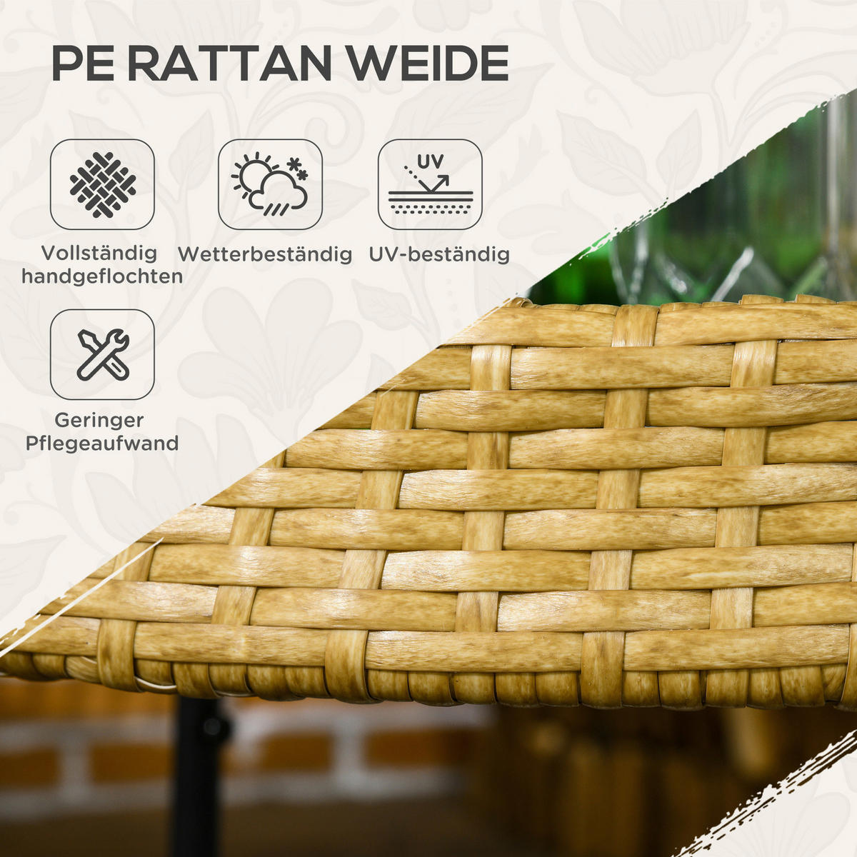 Outsunny Servierwagen gelb Edelstahl B/H/L: ca. 50x50x66 cm Rattan_Serving_Cart - gelb (66,00/50,00/50,00cm) - Outsunny