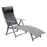 Outsunny Gartenliege grau Metall B/H/L: ca. 63,5x100,5x137 cm Gartenliege_mit_Kissen - grau (137,00/63,50/100,50cm) - Outsunny