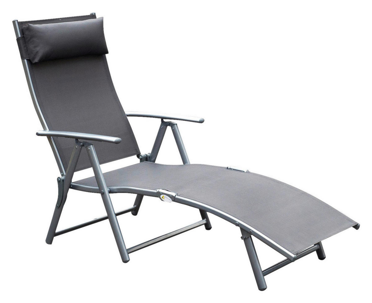 Outsunny Gartenliege grau Metall B/H/L: ca. 63,5x100,5x137 cm Gartenliege_mit_Kissen - grau (137,00/63,50/100,50cm) - Outsunny