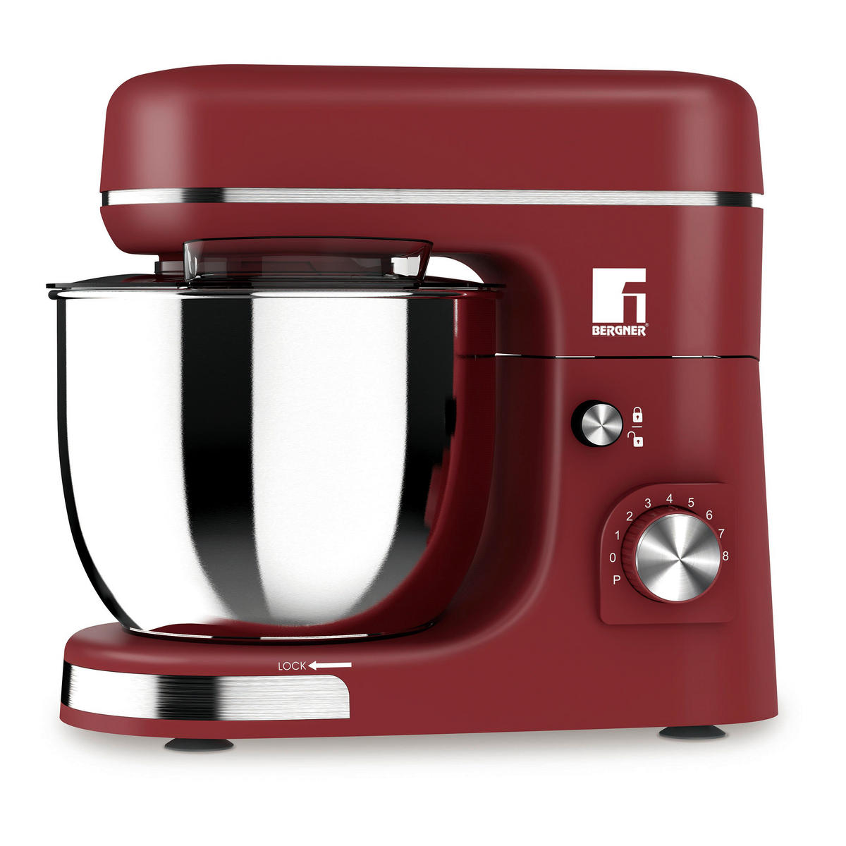 BERGNER Küchenmaschine rot silber Edelstahl B/H/L: ca. 23x34,5x38,5 cm MAROON - rot/silber (38,50/23,00/34,50cm) - BERGNER