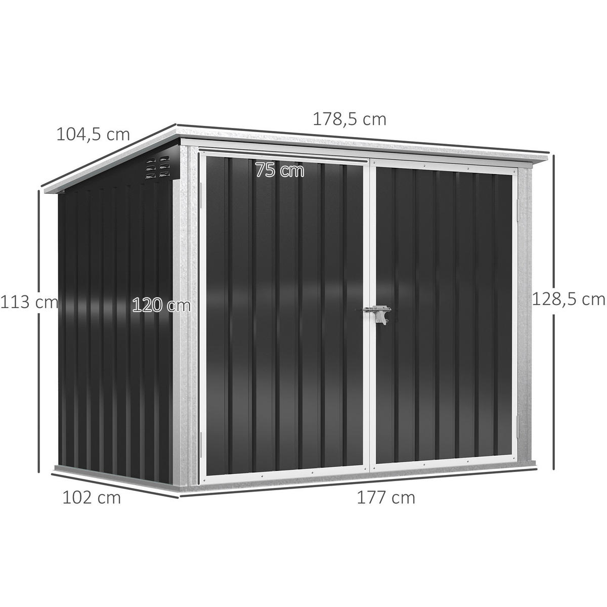 Outsunny Mülltonnenbox schwarz B/H/L: ca. 105x129x178 cm Mülltonnenbox 845-436CG - schwarz (178,00/105,00/129,00cm) - Outsunny