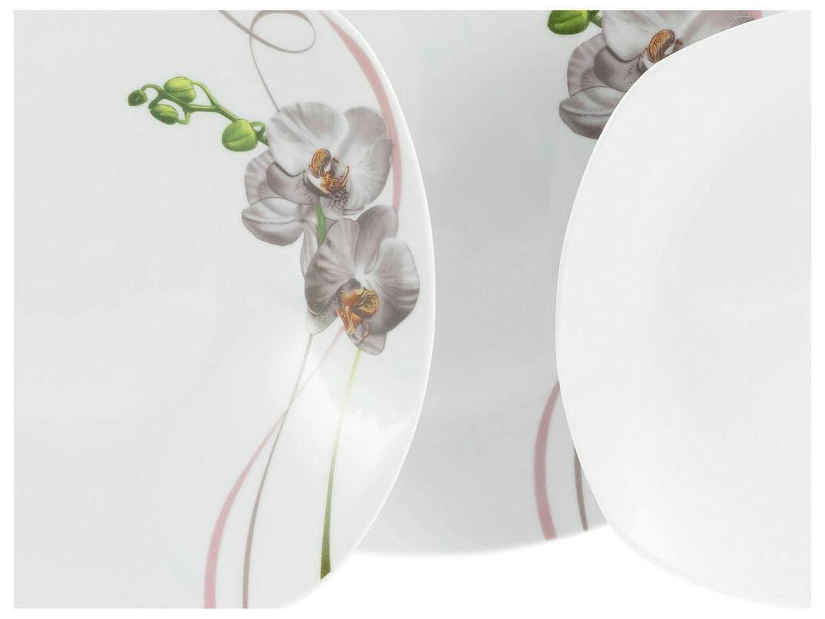 CreaTable Tellerset Square Orchidee weiß Porzellan Square Orchidee - weiß/mauve - CreaTable