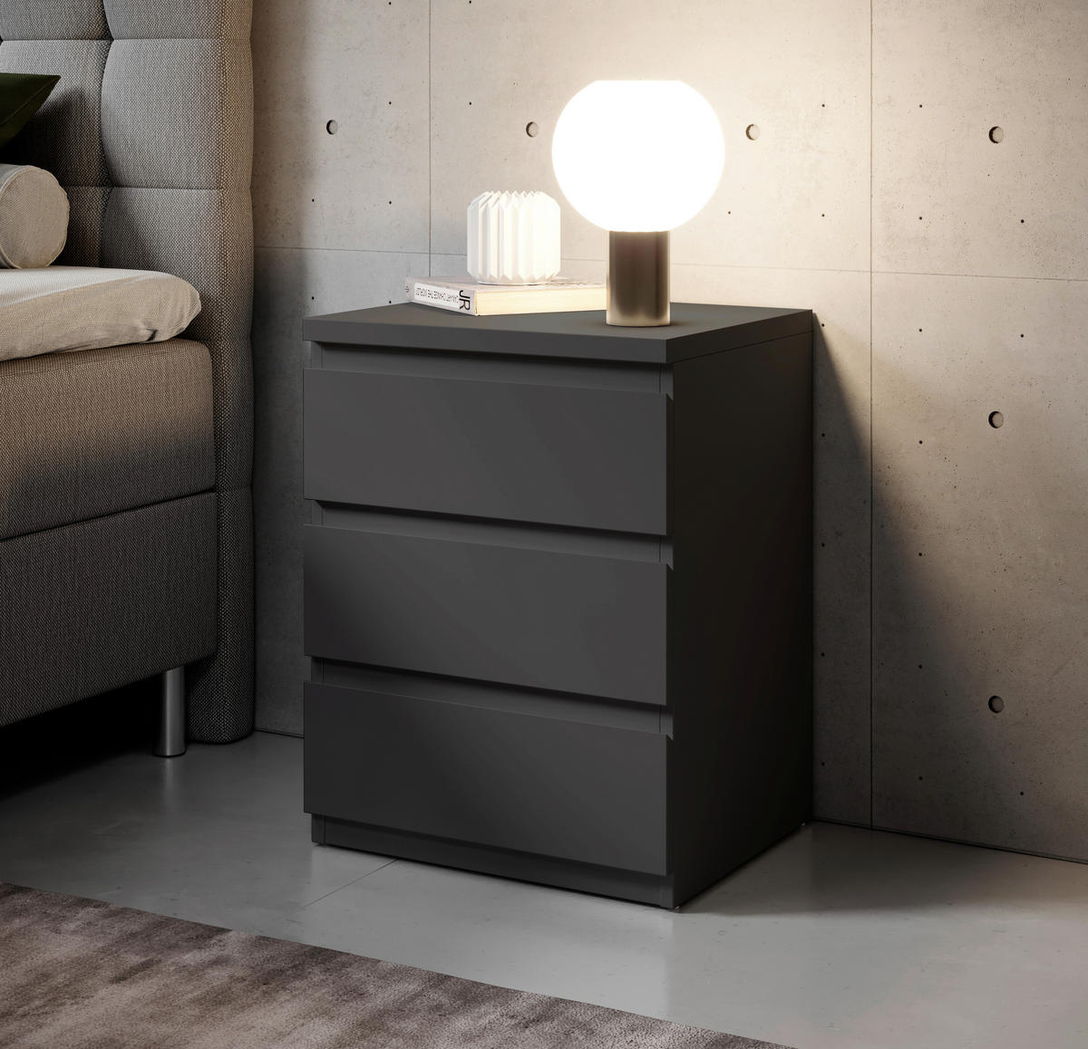 Nachtkonsole Olli Graphit B/H/T: ca. 45x61x38 cm Olli - Graphit (45,00/61,00/38,00cm)
