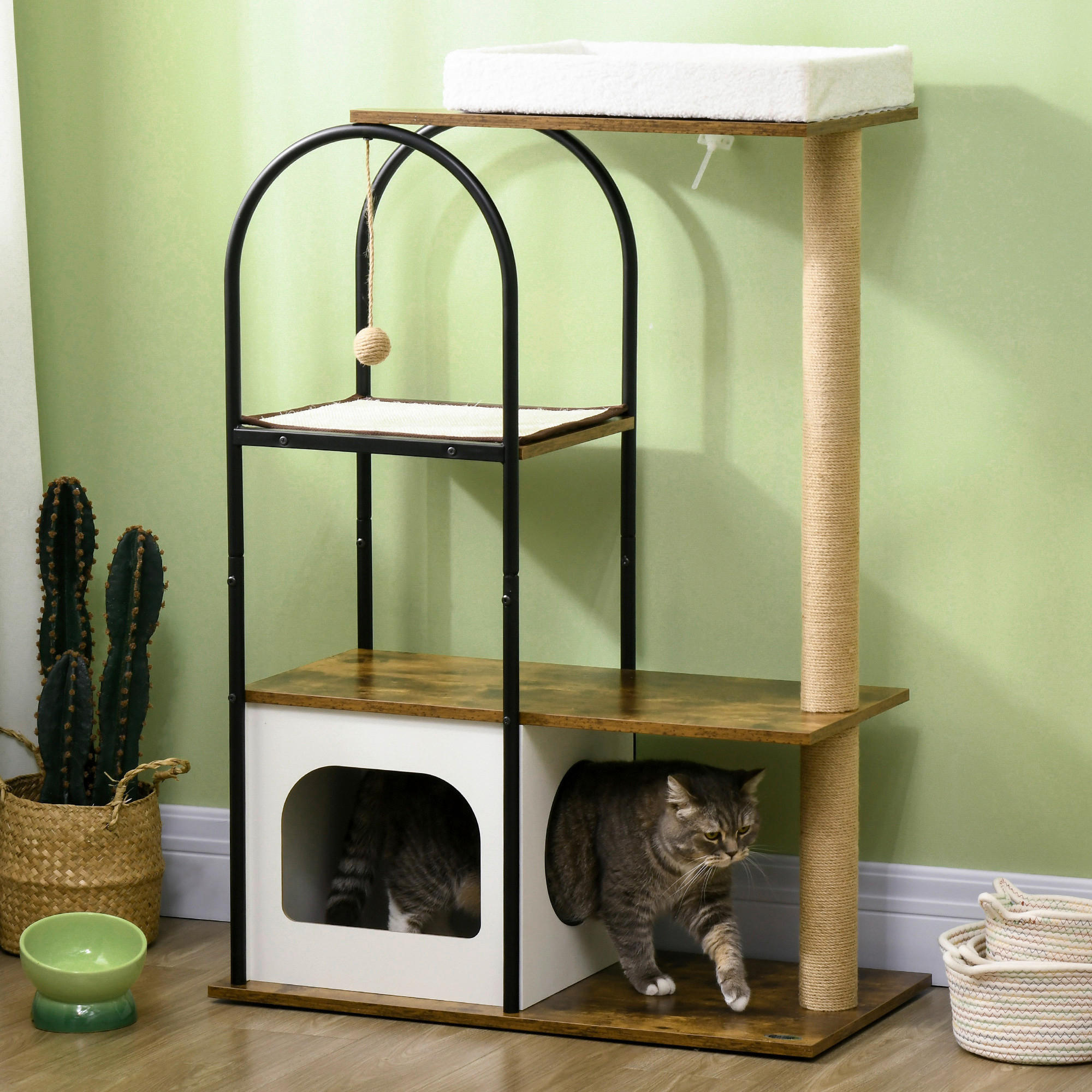 PawHut Kratzbaum braun Spanplatte B/H/L: ca. 40x118,5x80 cm Kratzbaum - braun (80,00/40,00/118,50cm) - PawHut