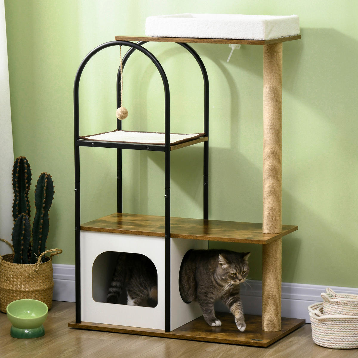 PawHut Kratzbaum braun Spanplatte B/H/L: ca. 40x118,5x80 cm Kratzbaum - braun (80,00/40,00/118,50cm) - PawHut