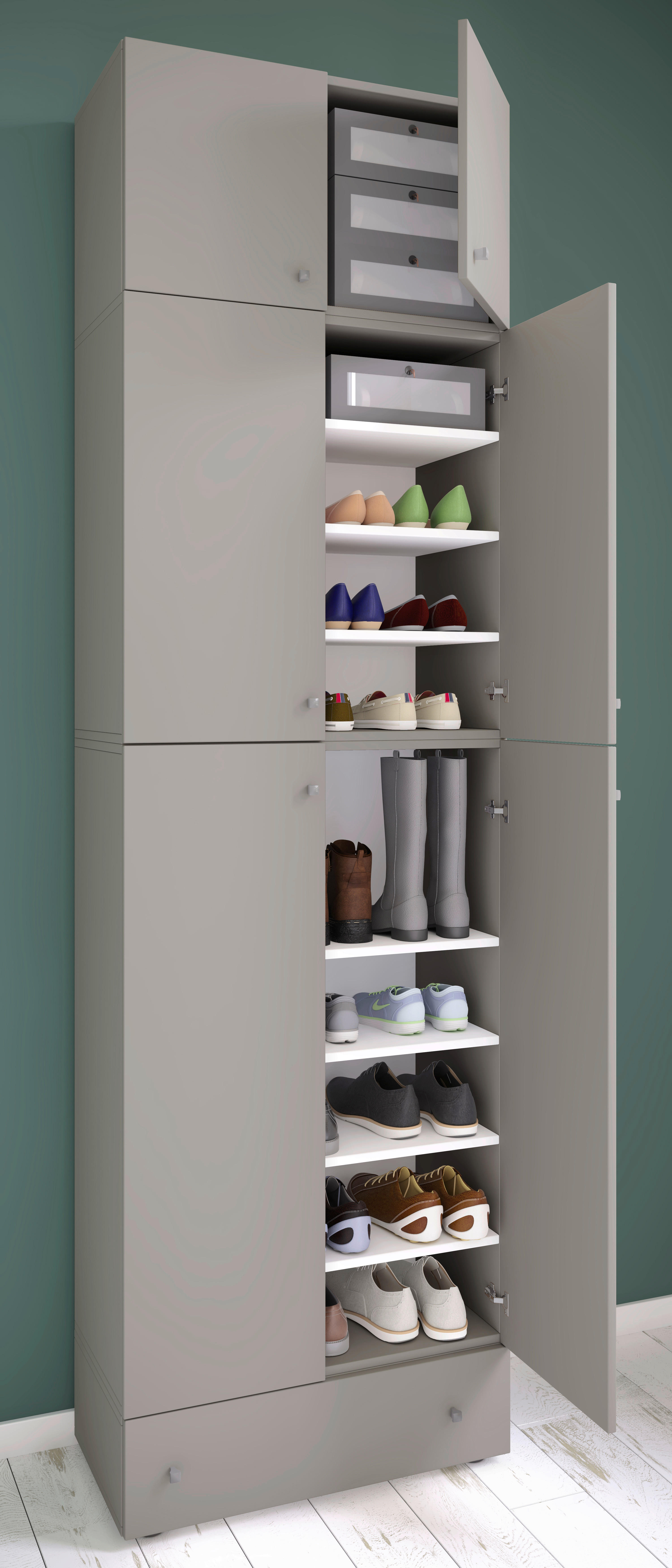 Schuhschrank Lona grau weiß B/H/T: ca. 70x240x39 cm Lona - weiß/grau (70,00/240,00/39,00cm) - VCM Möbel