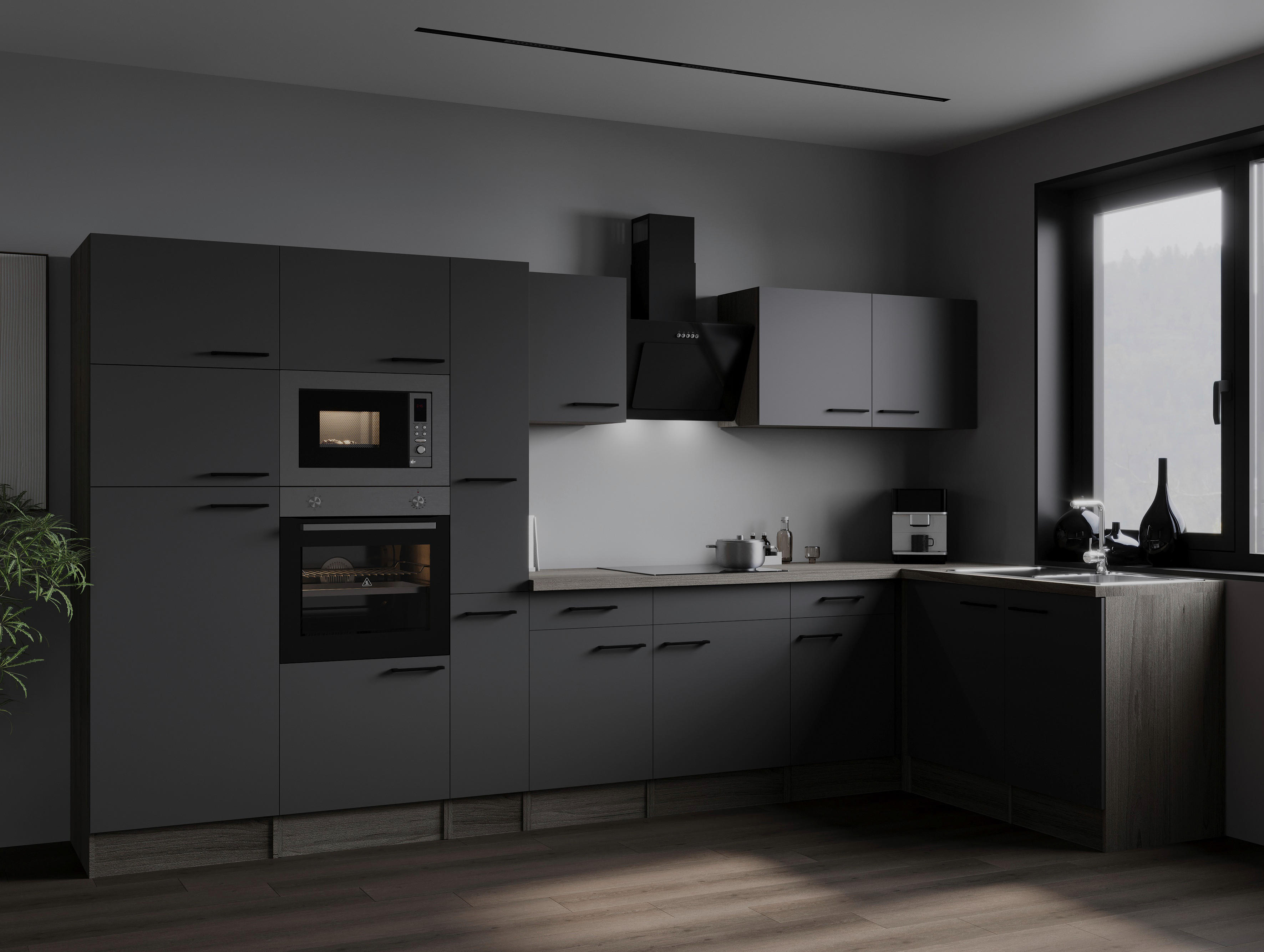 Winkelküche Oliver B/H/T: ca. 370x205x172 cm Oliver - Eiche/grau (370,00/205,00/172,00cm) - Respekta