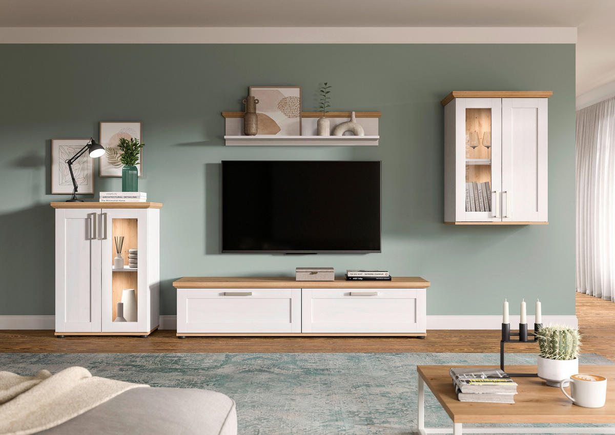 Wohnwand VERONA Lärche Nachbildung Eiche Nachbildung B/H/T: ca. 336x161x40 cm VERONA - Eiche/Lärche (336,00/161,00/40,00cm) - xonox.home