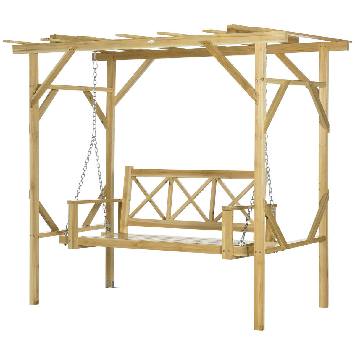 Outsunny Hollywoodschaukel mit Pergola Hollywoodschaukel_mit_Pergola - natur (221,00/140,00/196,00cm) - Outsunny