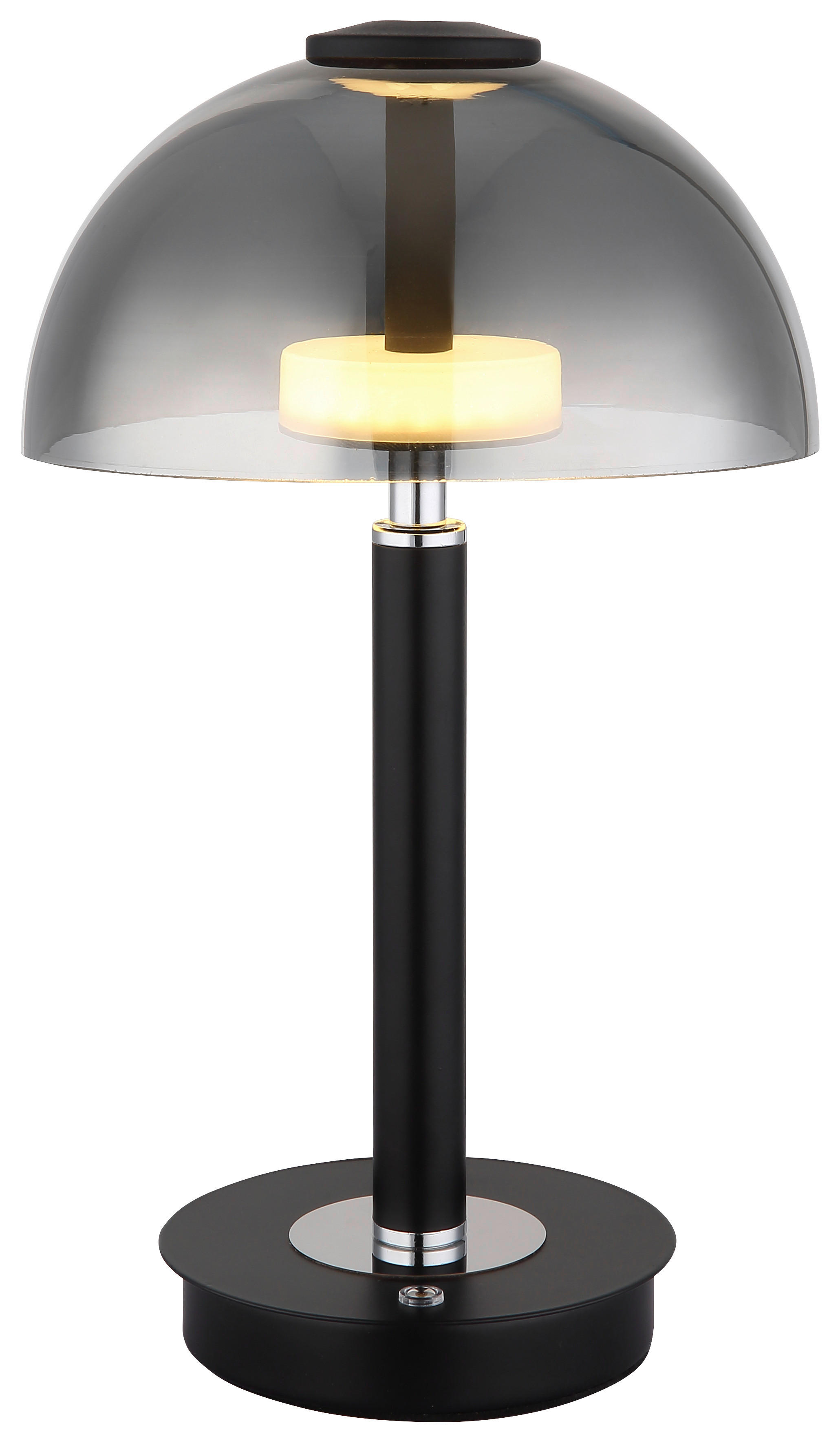 GLOBO LED-Tischleuchte mattschwarz Chrom Rauch Kunststoff Glas Metall H/D: ca. 31,5x18 cm 1 Brennstellen ULDIN - mattschwarz/Rauch (18,00/31,50cm) - GLOBO