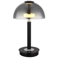 GLOBO LED-Tischleuchte mattschwarz Chrom Rauch Kunststoff Glas Metall H/D: ca. 31,5x18 cm 1 Brennstellen ULDIN - mattschwarz/Rauch (18,00/31,50cm) - GLOBO