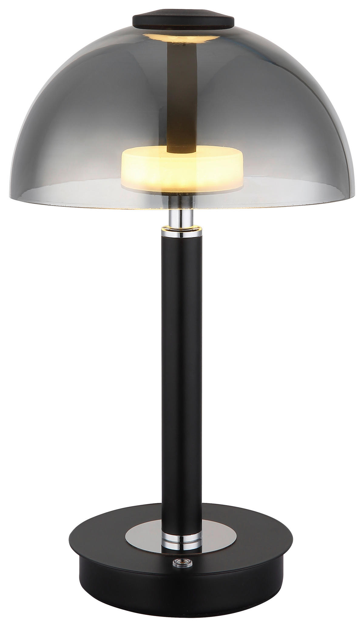 GLOBO LED-Tischleuchte mattschwarz Chrom Rauch Kunststoff Glas Metall H/D: ca. 31,5x18 cm 1 Brennstellen ULDIN - mattschwarz/Rauch (18,00/31,50cm) - GLOBO