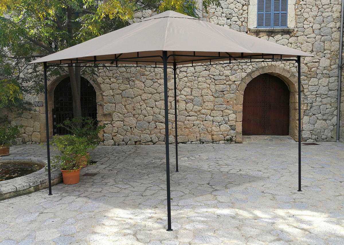 Grasekamp Pavillon Rimini Flex taupe Stahl B/H/L: ca. 300x263x300 cm Rimini Flex - taupe (300,00/300,00/263,00cm) - Grasekamp