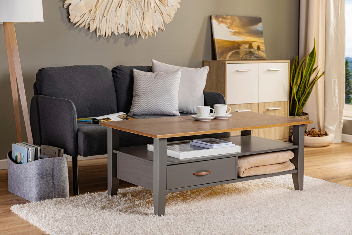 Couchtisch LUZERNA grau lackiert B/H/L: ca. 45x60x115 cm LUZERNA - grau (115,00/45,00/60,00cm) - Inter Link