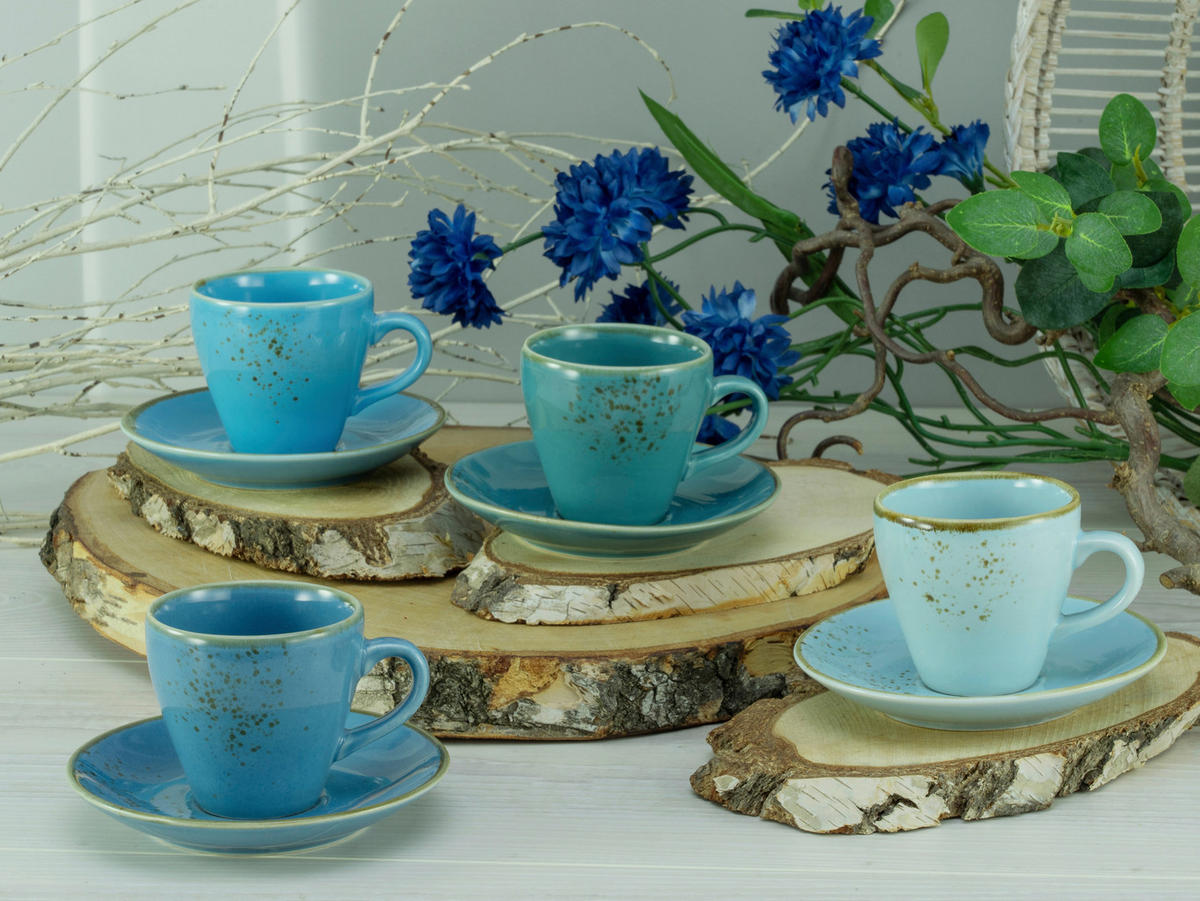 Nature kaufen 8 Collection POCO ▷ tlg. CreaTable Steinzeug AQUA blau bei online Espressotassen-Set