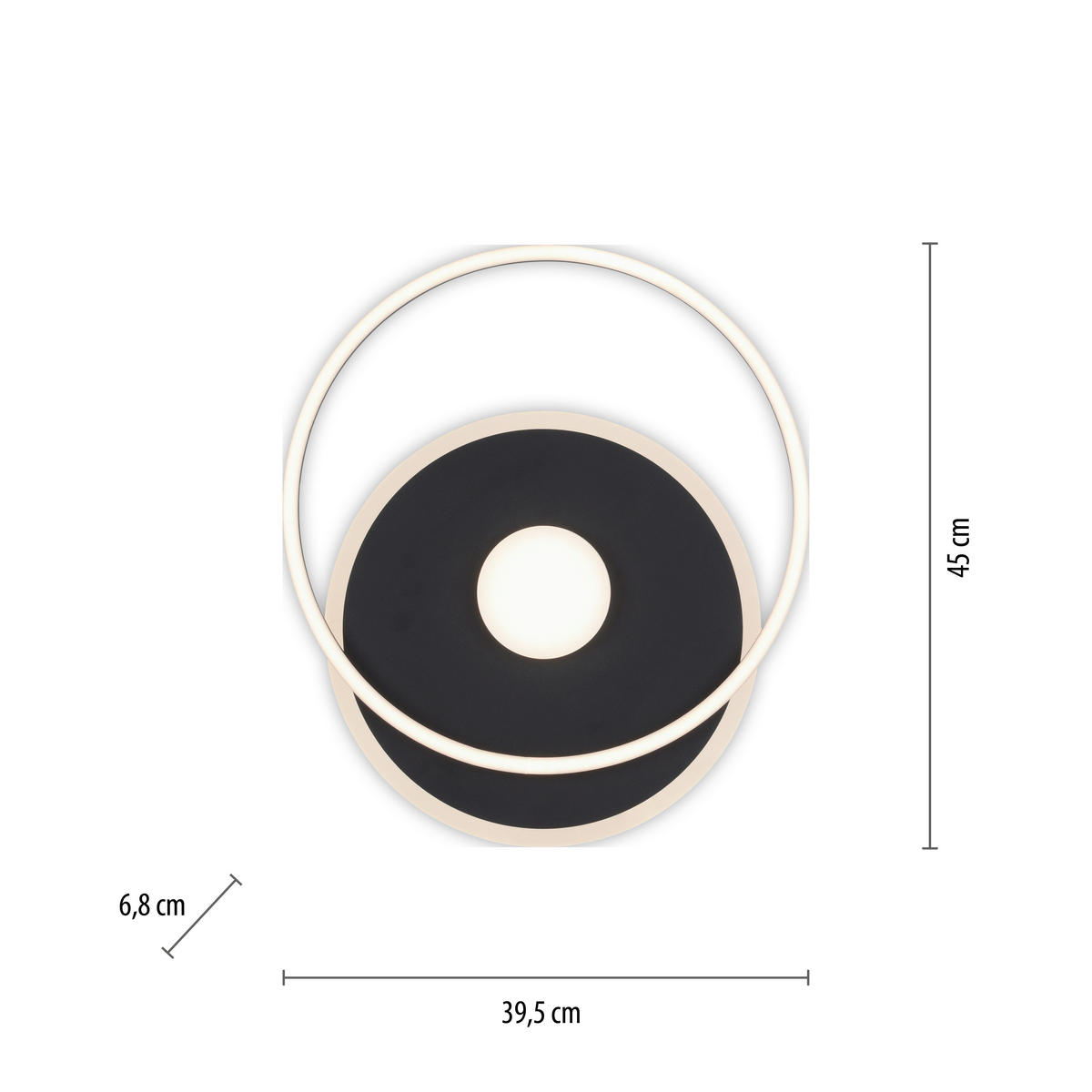 Just Light LED-Deckenleuchte DOMINO 15046-18 schwarz weiß Metall Kunststoff B/H/T: ca. 39,5x6,8x45 cm 1 Brennstellen DOMINO - weiß/schwarz (39,50/6,80/45,00cm) - Just Light