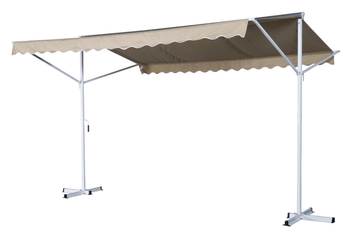 Outsunny Standmarkise creme Polyester-Mischgewebe B/H/L: ca. 294x250x295 cm Standmarkise_mit_Kurbel - creme (295,00/294,00/250,00cm) - Outsunny