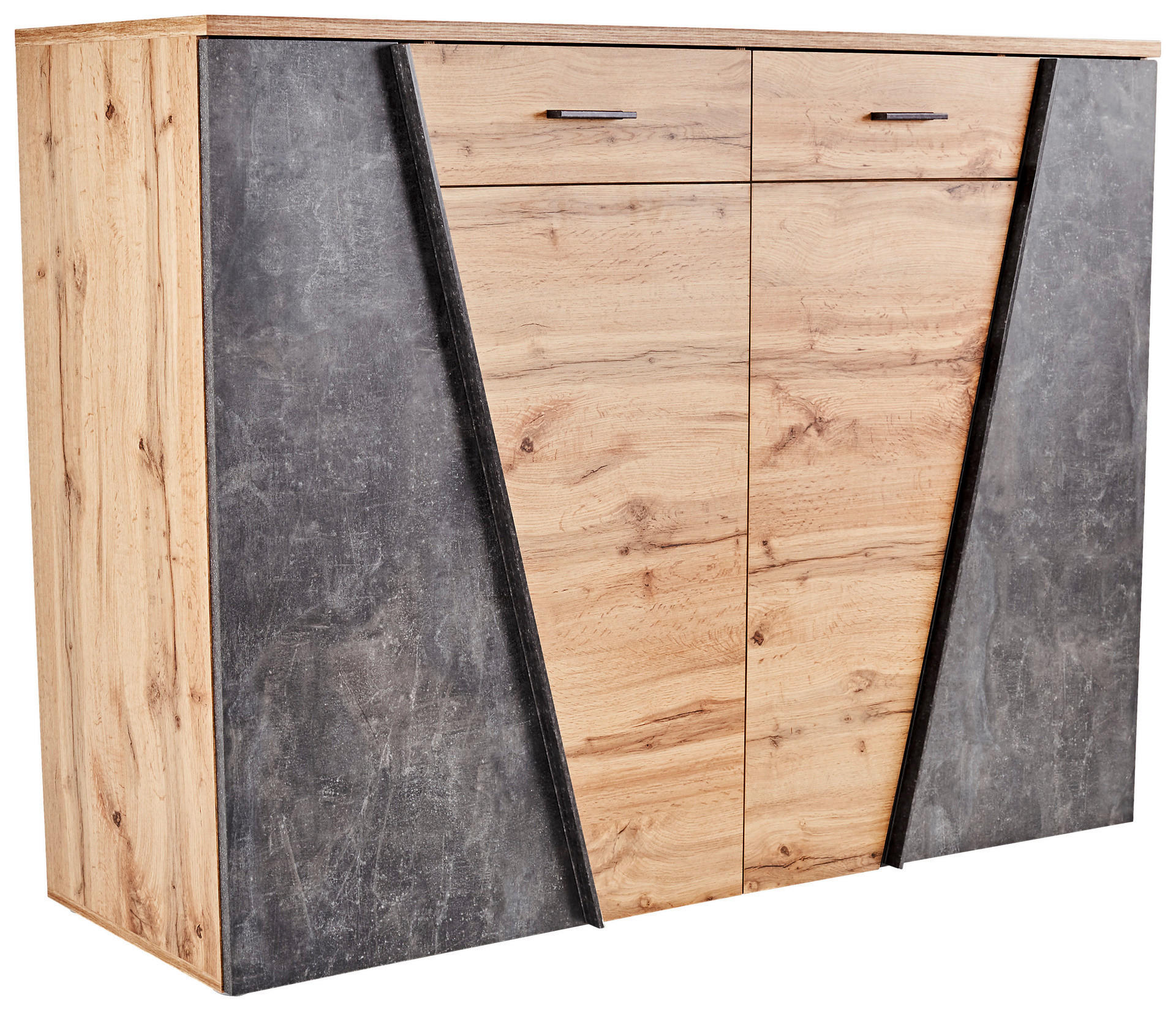Sideboard Venedig Eiche Wotan Nachbildung Beton dunkel Optik B/H/T: ca. 160x112x40 cm Venedig - Eiche (160,00/112,00/40,00cm)
