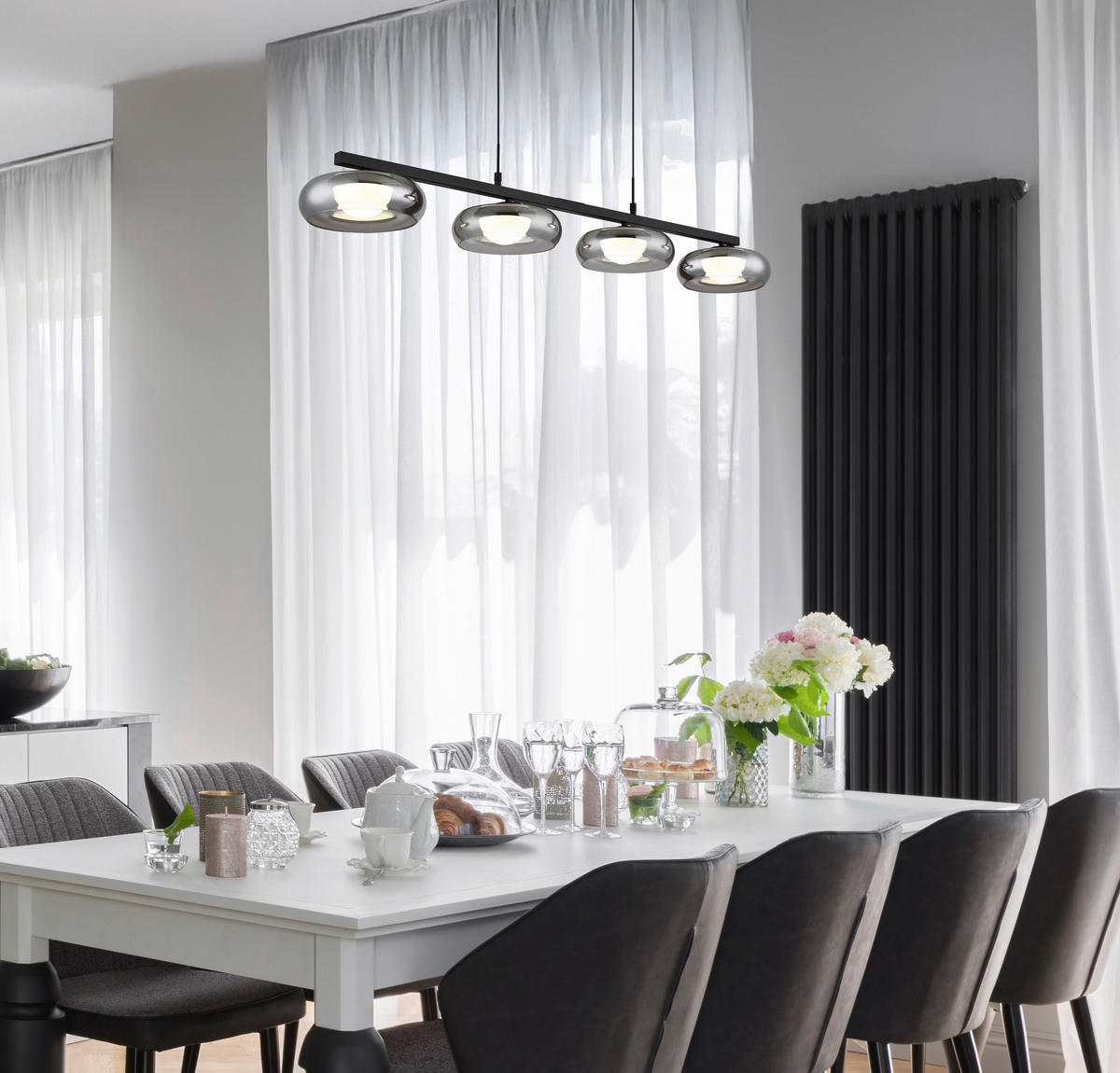 GLOBO Hängeleuchte Rauch schwarz Glas Metall B/H/L: ca. 26x17x124 cm Hängeleuchte-Carlene - schwarz/Rauch (124,00/26,00/17,00cm) - GLOBO