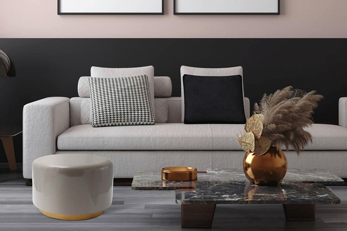 360 Living Hocker Artisse 251 grau gold Metall H/D: ca. 43x51,5 cm Artisse 251 - gold/grau (51,50/43,00cm) - 360 Living