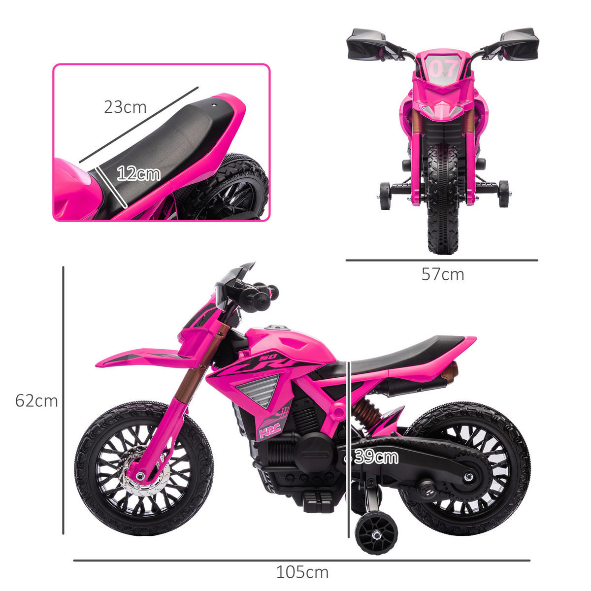 AIYAPLAY Kindermotorrad rosa B/H/L: ca. 57x62x105 cm Kindermotorrad - rosa (105,00/57,00/62,00cm) - AIYAPLAY
