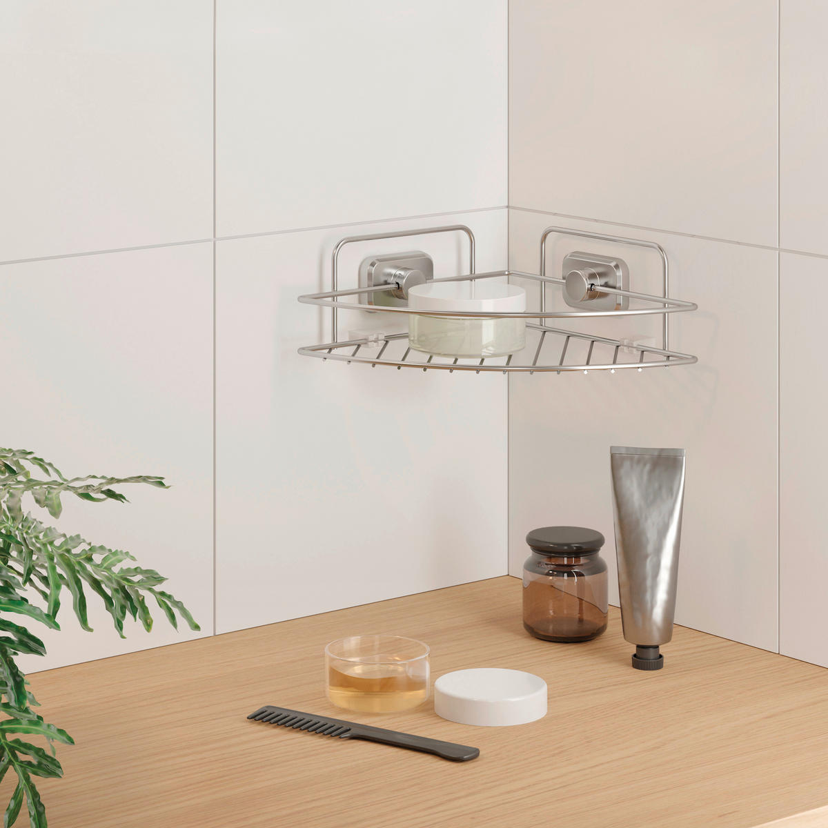 Eckablage Chrom Metall Eckablage_Vacuum-Fix - Chrom - Metaltex