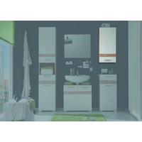 Badhängeschrank Set One Eiche San-Remo Nachbildung weiß Hochglanz B/H/T: ca. 37x77x24 cm Set One - Eiche/weiß (37,00/77,00/24,00cm)