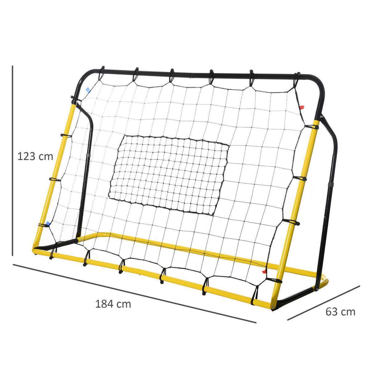 HOMCOM Fußballnetz gelb B/H/T: ca. 184x123x63 cm Fußballnetz_f.mehrere Ballsportart - gelb/schwarz (184,00/123,00/63,00cm) - HOMCOM