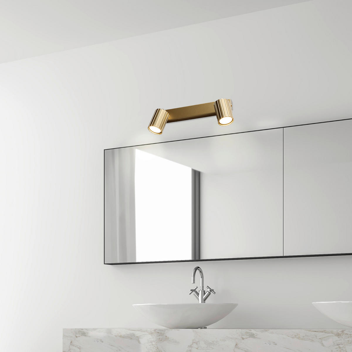 Lamkur Strahler gold Stahl B/H/L: ca. 6,5x16,5x30 cm 2 Brennstellen Prisma - gold (30,00/6,50/16,50cm) - Lamkur