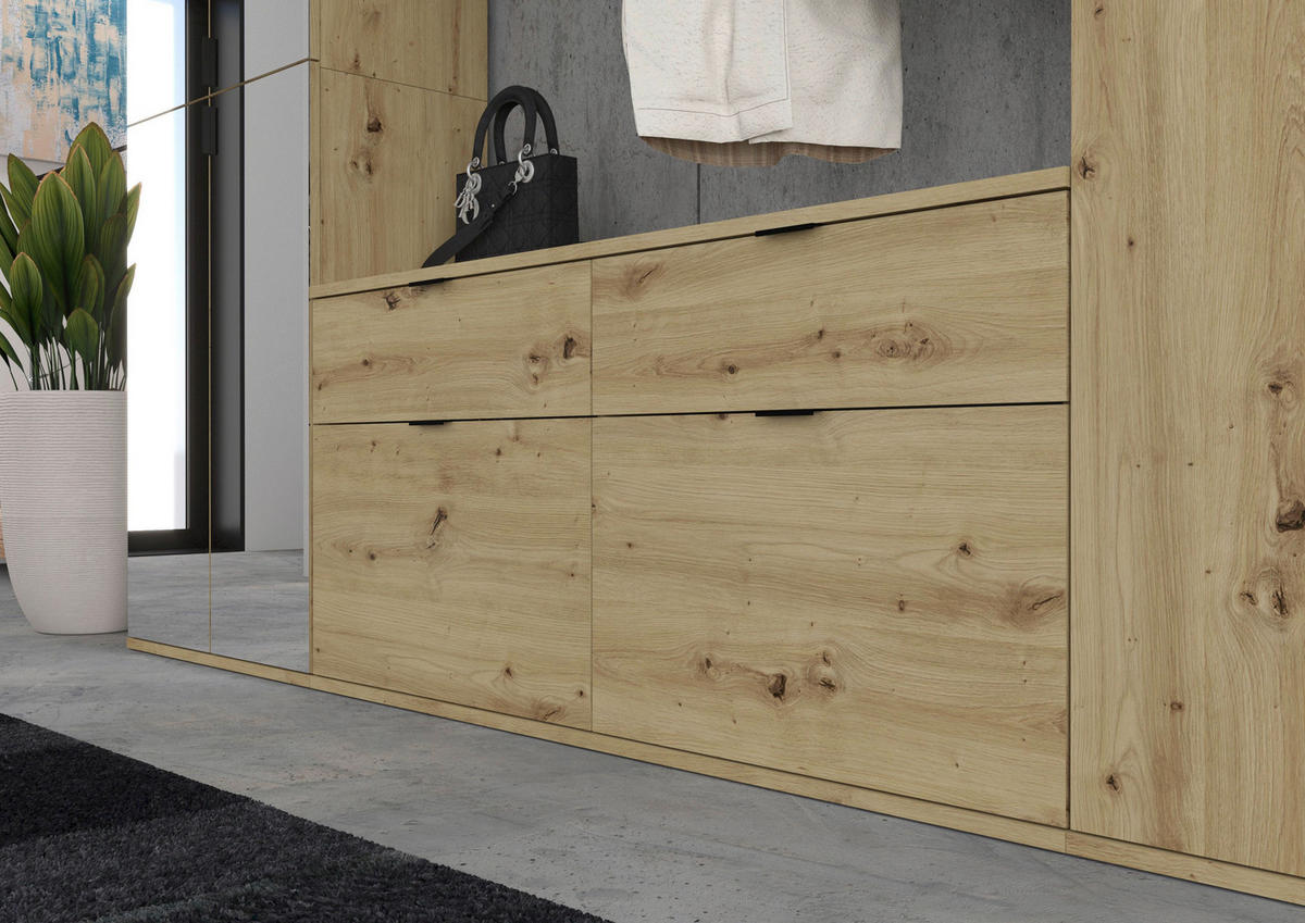 Garderobe PROJEKT Eiche Artisan Nachbildung Spiegel B/H/T: ca. 273x193x34 cm PROJEKT - Eiche (273,00/193,00/34,00cm) - xonox.home
