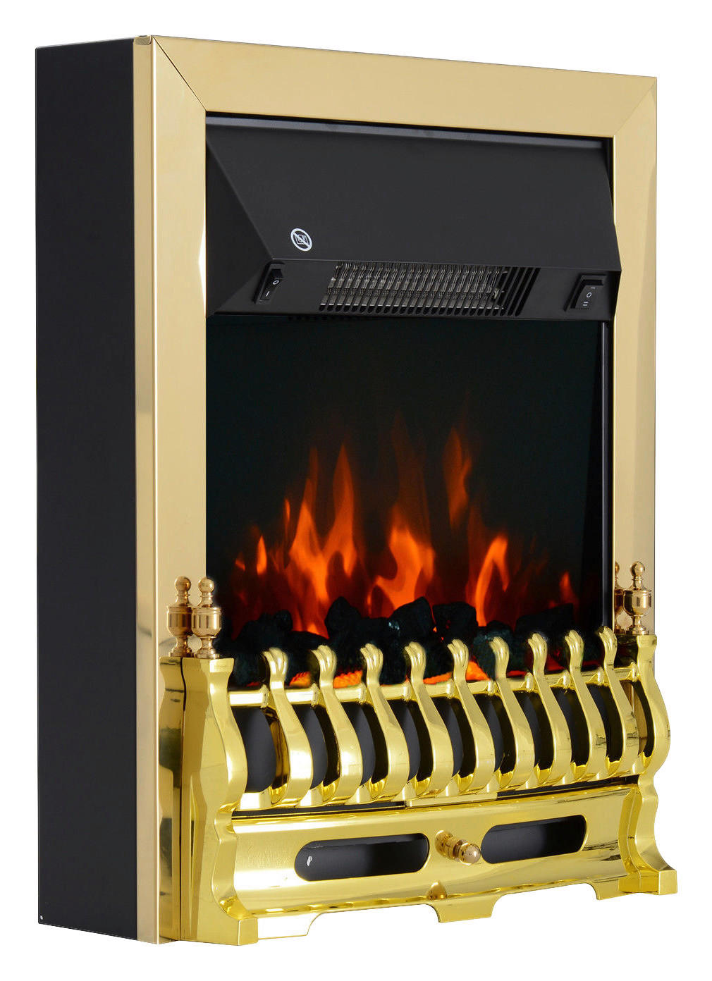 HOMCOM Elektrischer-Kamin 820-043 gold schwarz Metall Kunststoff B/H/T: ca. 48x59x18,5 cm ca. 2000 W Elektrokamin 820-043 - gold/schwarz (48,00/59,00/18,50cm) - HOMCOM