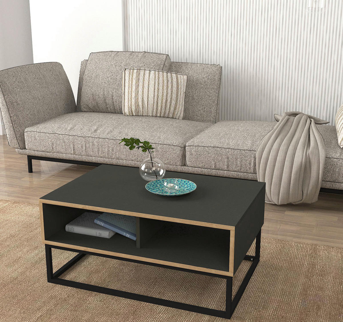 Couchtisch Dolores anthrazit Saphir B/H/T: ca. 90x41,6x60 cm Dolores - Saphir/anthrazit (90,00/41,60/60,00cm) - moebel17