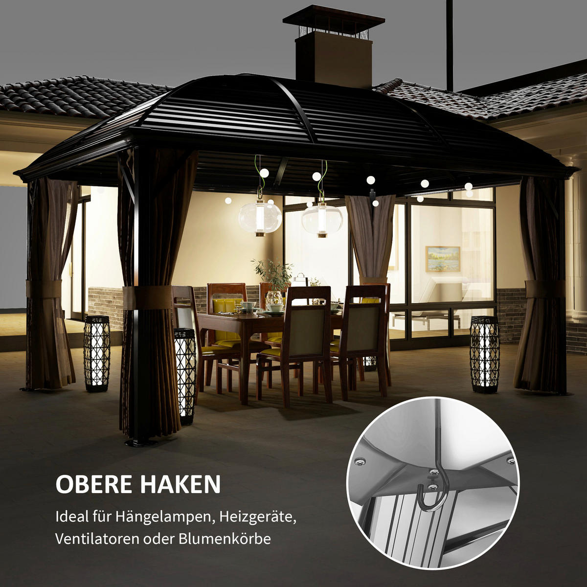 Outsunny Pavillon braun Aluminium B/H/L: ca. 298x280x398 cm Pavillon - braun (398,00/298,00/280,00cm) - Outsunny