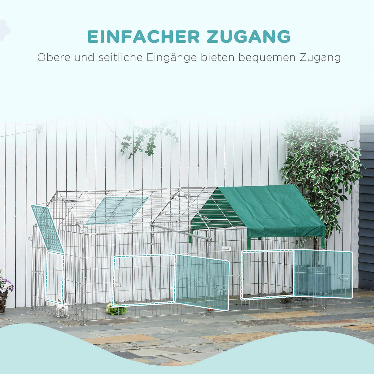 PawHut Gehege grün Polypropylen B/H/L: ca. 103x220x103 cm Kleintiergehege - grün (103,00/103,00/220,00cm) - PawHut