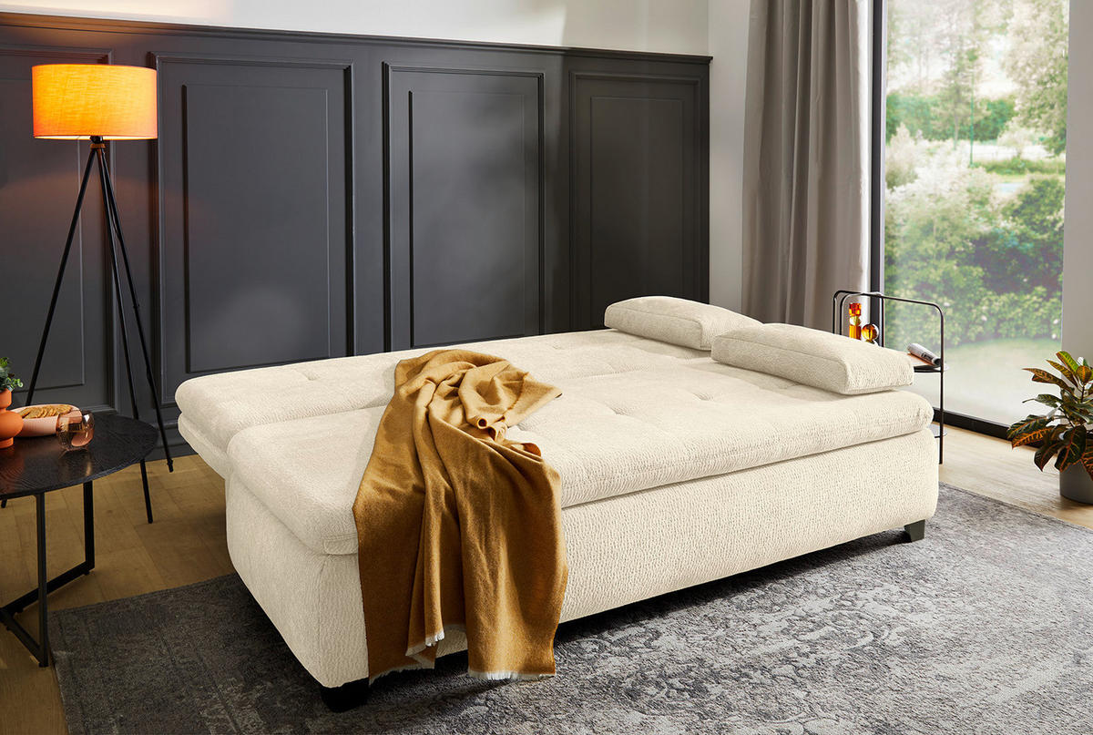 Schlafsofa  beige B/H/T: ca. 201x90x101 cm Balu_Schlafsofa 410/07-410/07 - beige/schwarz (201,00/90,00/101,00cm)