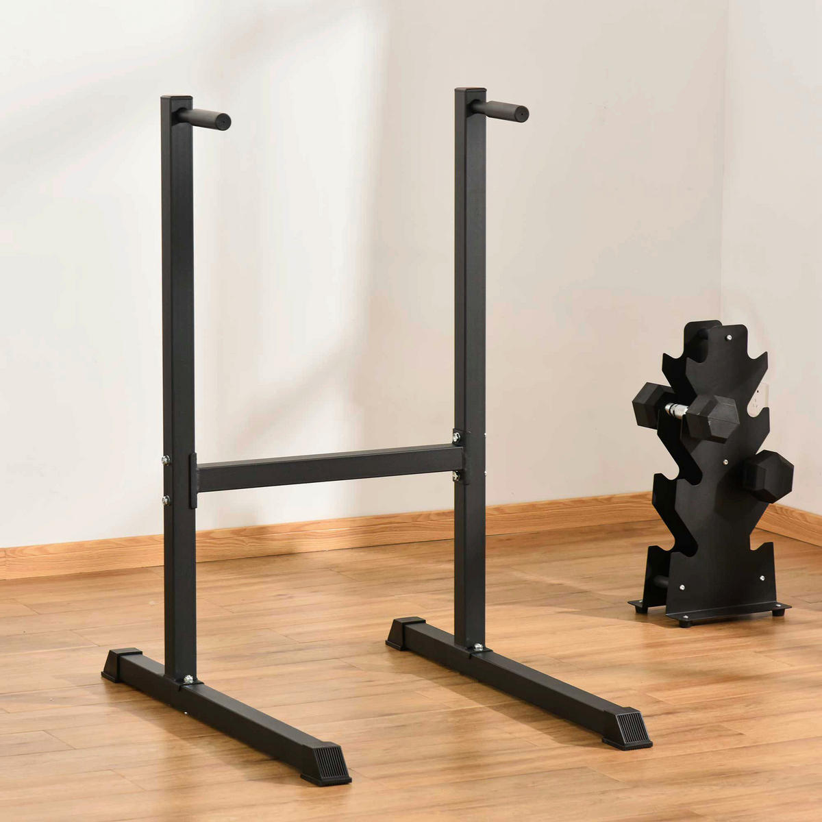 HOMCOM Fitness-Zubehör schwarz Polypropylen B/H/L: ca. 70,5x104x122 cm Dipstation - schwarz (122,00/70,50/104,00cm) - HOMCOM