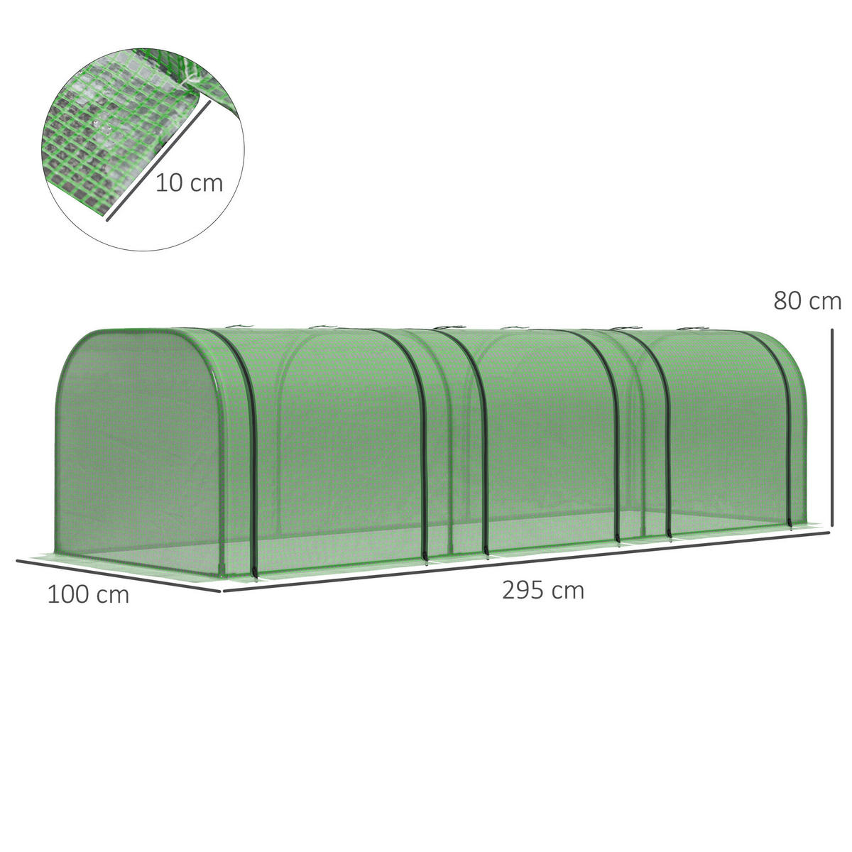 Outsunny Mini-Gewächshaus B/H/L: ca. 100x80x295 cm Mini-Gewächshaus - dunkelgrün (295,00/100,00/80,00cm) - Outsunny
