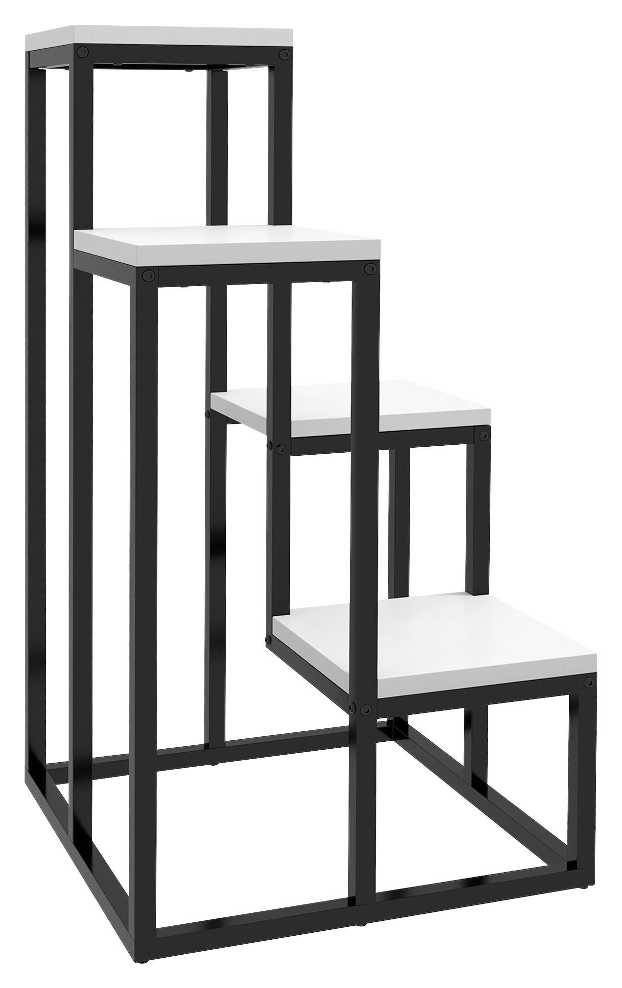 Outsunny Pflanzenständer weiß Holz B/H/L: ca. 34x70x34 cm Pflanzenständer - weiß/schwarz (34,00/34,00/70,00cm) - Outsunny