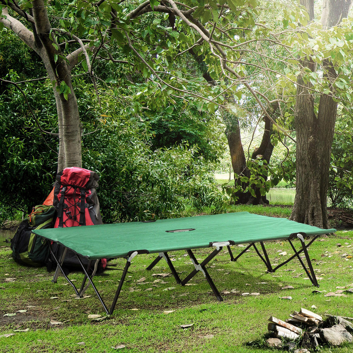 Outsunny Campingartikel B/H/L: ca. 125x193x40 cm Feldbett - schwarz/grün (40,00/125,00/193,00cm) - Outsunny
