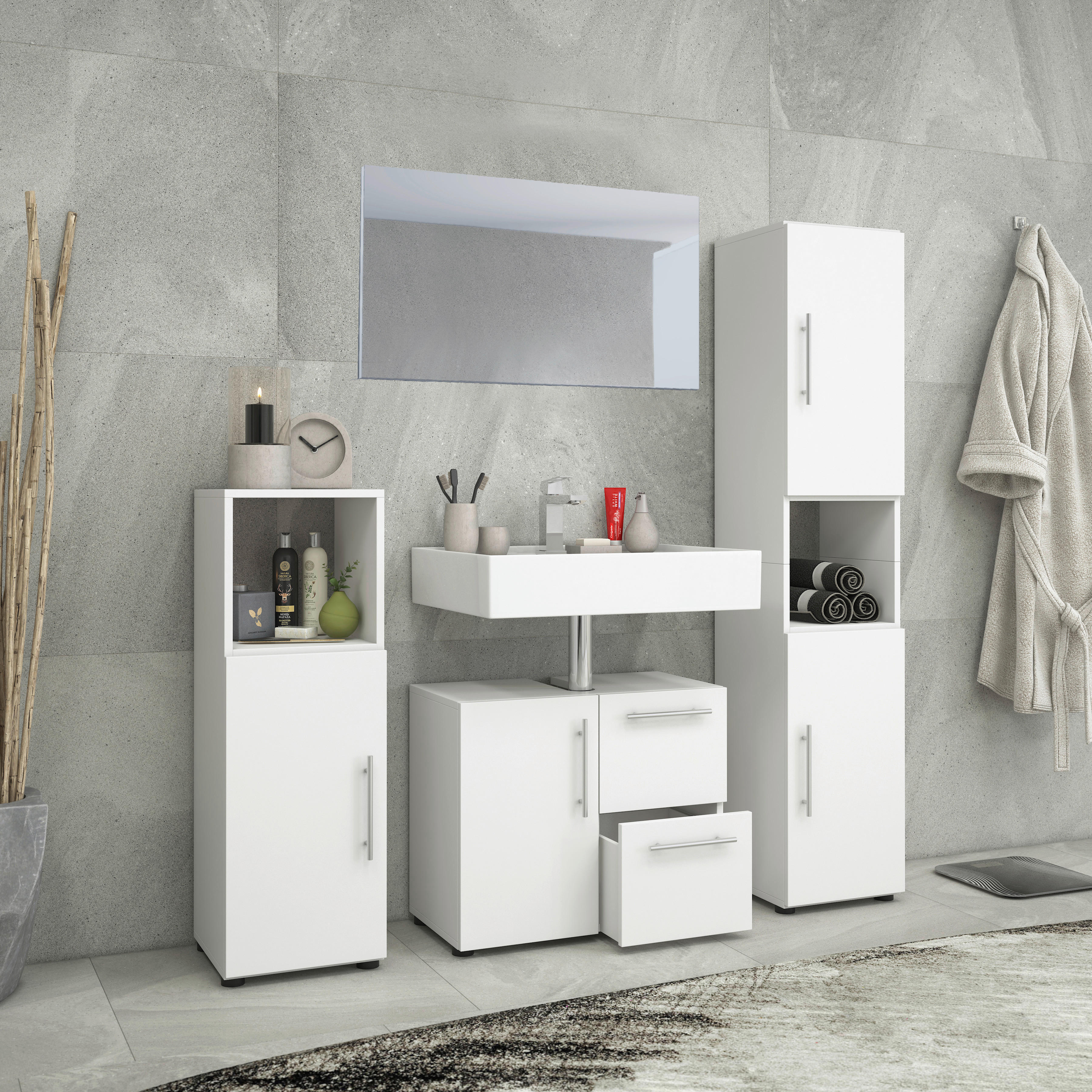 Badezimmer-Set Flandu weiß B/H/T: ca. 61x51x32 cm Flandu - weiß (61,00/51,00/32,00cm) - VCM Möbel