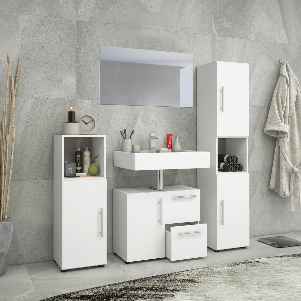 Badezimmer-Set Flandu weiß B/H/T: ca. 61x51x32 cm Flandu - weiß (61,00/51,00/32,00cm) - VCM Möbel