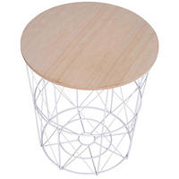 HOMCOM Beistelltische 2teilig natur Metall H/D: ca. 45x40 cm 2teilig - weiß/natur (40,00/45,00cm) - HOMCOM