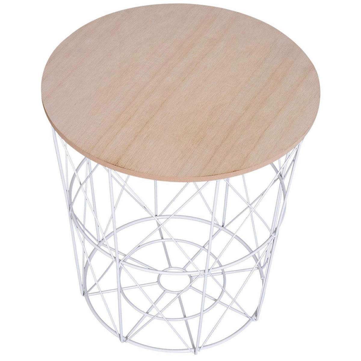 HOMCOM Beistelltische 2teilig natur Metall H/D: ca. 45x40 cm 2teilig - weiß/natur (40,00/45,00cm) - HOMCOM