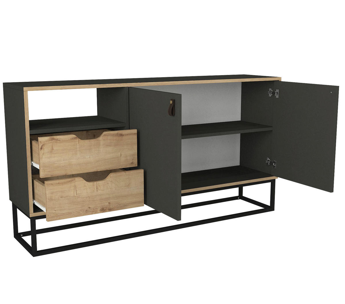Sideboard Dolores anthrazit Safir Nachbildung B/H/T: ca. 150x80x35 cm Dolores - anthrazit/Safir (150,00/80,00/35,00cm) - moebel17