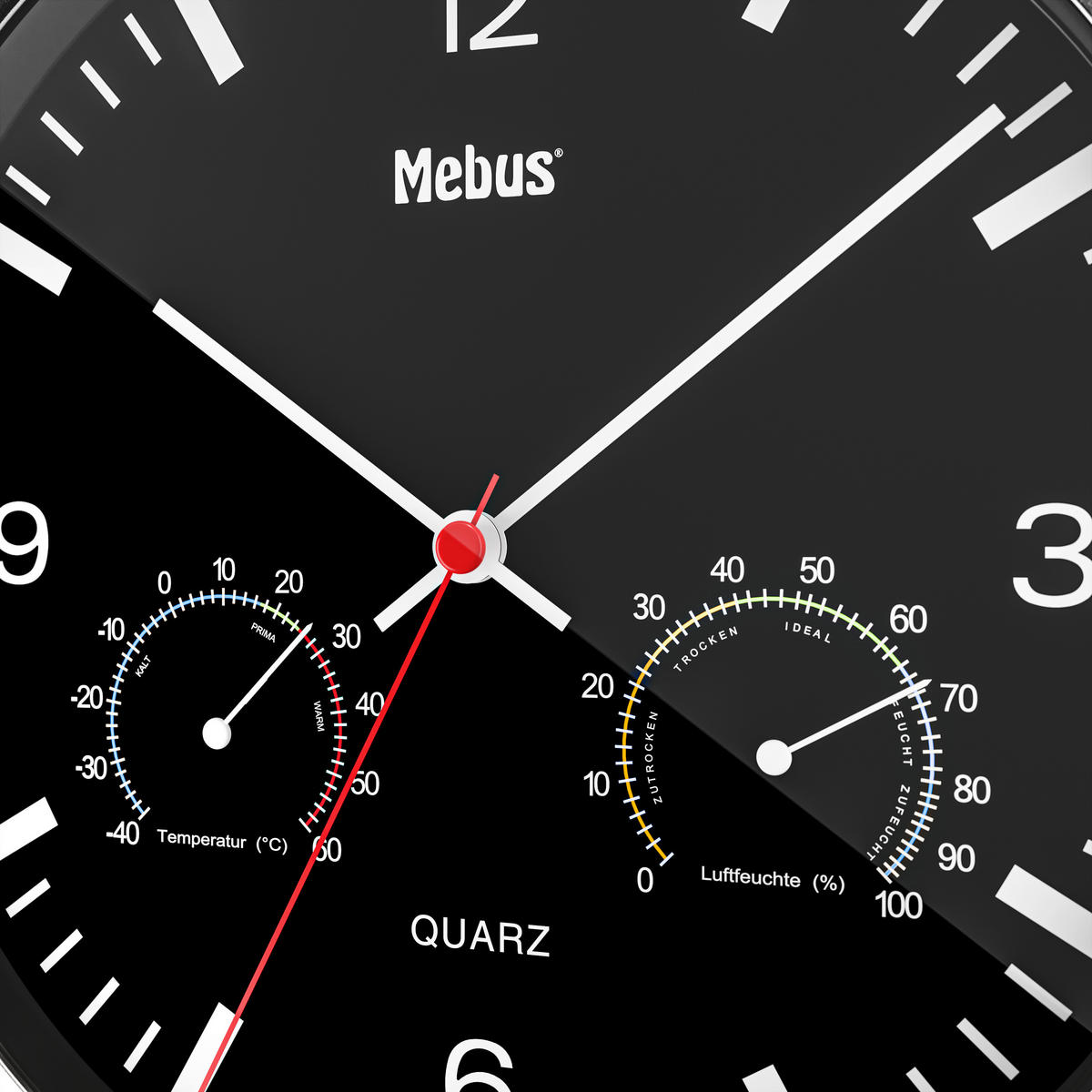 Mebus Wanduhr schwarz D: ca. 25 cm Wanduhr_Quarz - schwarz (25,00cm) - Mebus
