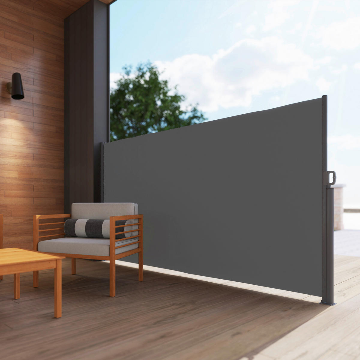 Outsunny Seitenmarkise dunkelgrau Aluminium B/H/L: ca. 1x180x300 cm Seitenmarkise - dunkelgrau (300,00/1,00/180,00cm) - Outsunny