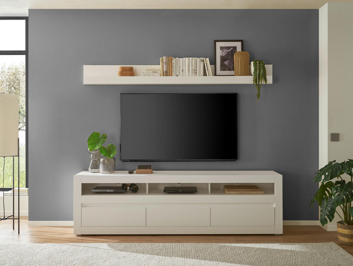 TV-Lowboard Chester weiß matt Eiche Evoke Coast Nachbildung B/H/T: ca. 217x63x42 cm Chester - Eiche/weiß (217,00/63,00/42,00cm)